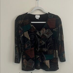 Vintage Tape Measure Abstract Top Metallic Artsy Funky‎ y2k 90s black Gold